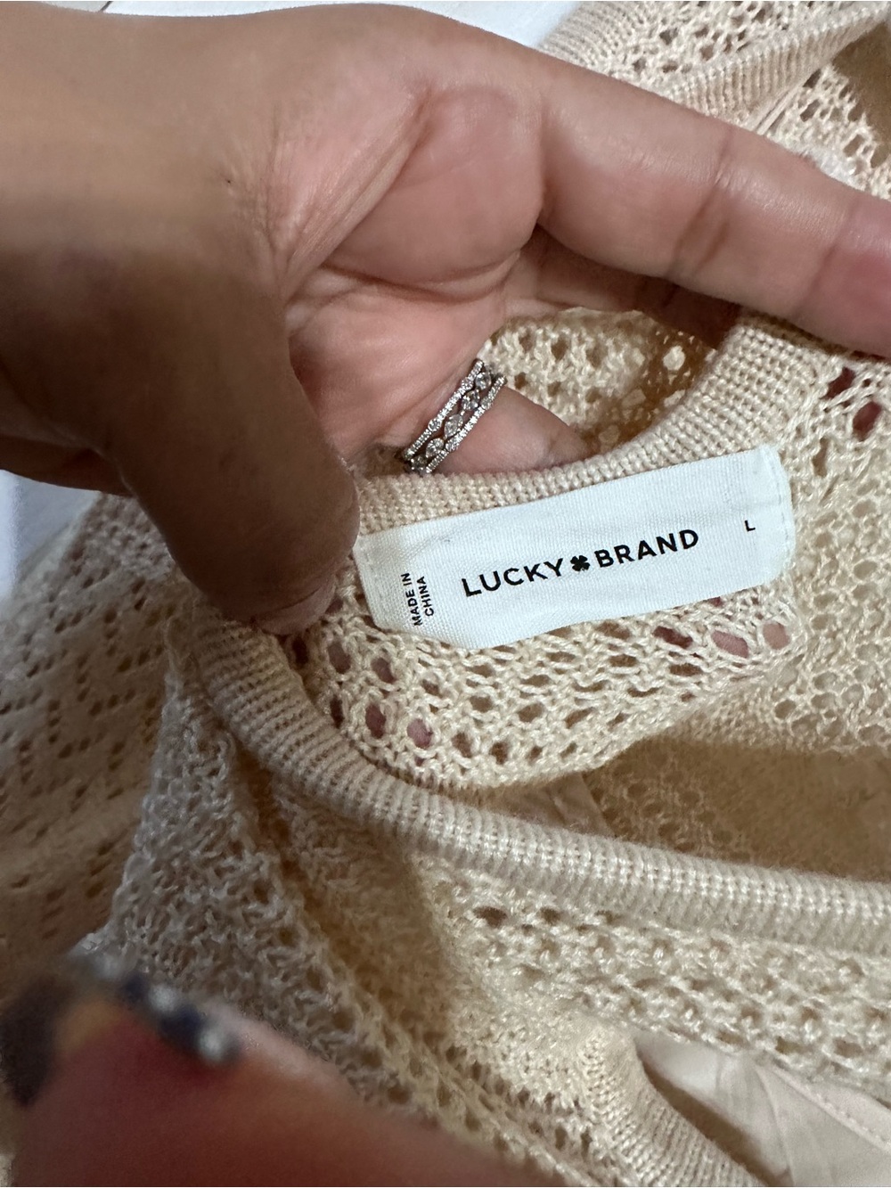 Lucky Brand crochet beach Knit Midi Dress in Beige - Picture 4 of 5